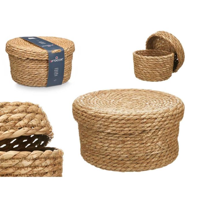 Cesto con Tapa Redondo Grande Natural Giftdecor 26.5x16x26.5 cm (6 Unidades) Cesto con Tapa Redondo Grande Natural Giftdecor 26.5x16x26.5 cm (6 Unidades)