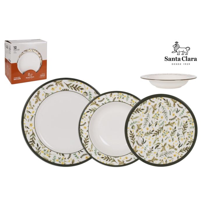 Vajilla Santa Clara Castroverde 12Pcs - Stoneware Vitrificado, Resistente, Apto Lavavajillas y Microondas (2 Unidades) Vajilla Santa Clara Castroverde 12Pcs - Stoneware Vitrificado, Resistente, Apto Lavavajillas y Microondas (2 Unidades)
