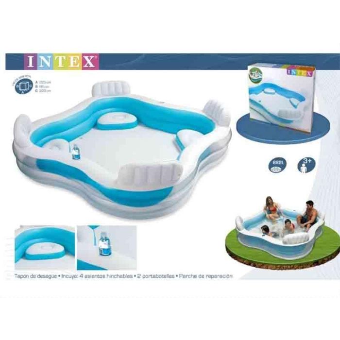Piscina hinchable con 4 asientos (capacidad 990 litros) 229x229x66 cm 8 Piscina hinchable con 4 asientos (capacidad 990 litros) 229x229x66 cm 8
