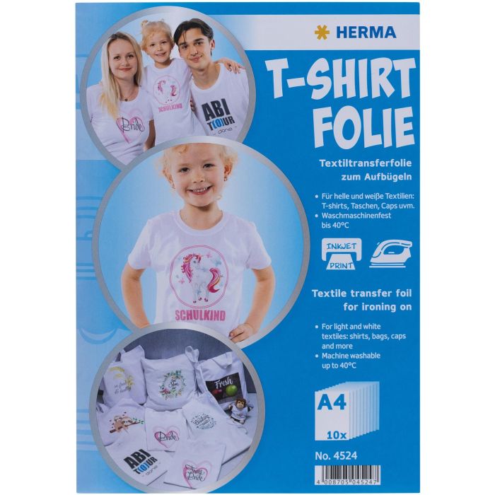 HERMA T-Shirt Folie für helle Textilien A4 bedruckbar 20 St. 0 HERMA T-Shirt Folie für helle Textilien A4 bedruckbar 20 St. 0