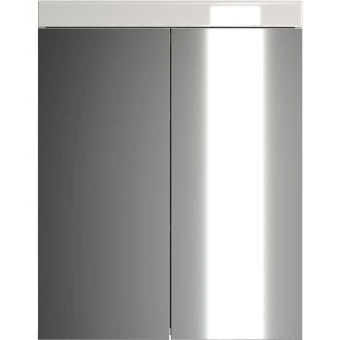 Mueble de baño AMANDA - 2 puertas con espejo - L60 x P17 x H77 cm - Blanco - TRENDTEAM