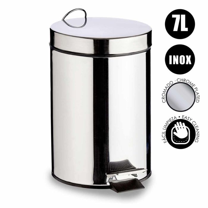 Papelera Berilo 7L acero inoxidable con pedal, 27x30.5x20.5 cm, color plata (4 Unidades) 1 Papelera Berilo 7L acero inoxidable con pedal, 27x30.5x20.5 cm, color plata (4 Unidades) 1