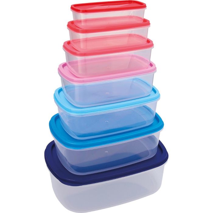 Quid Set 7 Recipientes Rectangulares Plástico Habitat con Tapa Presión, Libre BPA, Apilables, Apto Microondas, Lavavajillas y Congelador 2 Quid Set 7 Recipientes Rectangulares Plástico Habitat con Tapa Presión, Libre BPA, Apilables, Apto Microondas, Lavavajillas y Congelador 2