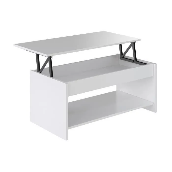 HAPPY Mesa de centro elevable estilo moderno blanco mate L 100 x W 50 cm 4
