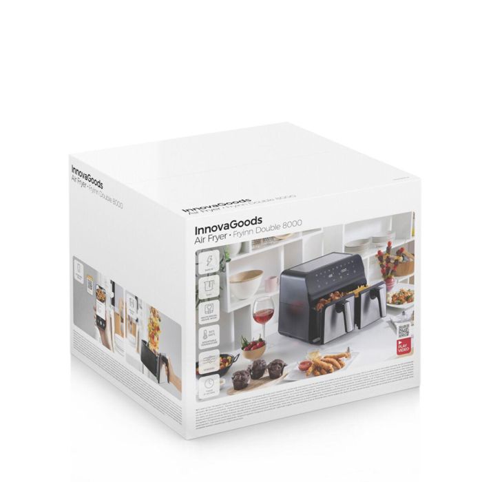 Freidora de Aire InnovaGoods Fryinn Double 8000 Negro 3400 W 8 L Acero Inoxidable 1 Freidora de Aire InnovaGoods Fryinn Double 8000 Negro 3400 W 8 L Acero Inoxidable 1