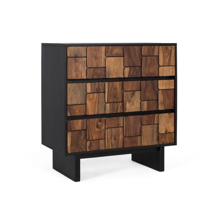 Giner y Colomer Cómoda Madera Mango Sheesham Wengué Nogal 3 Cajones Metal 1