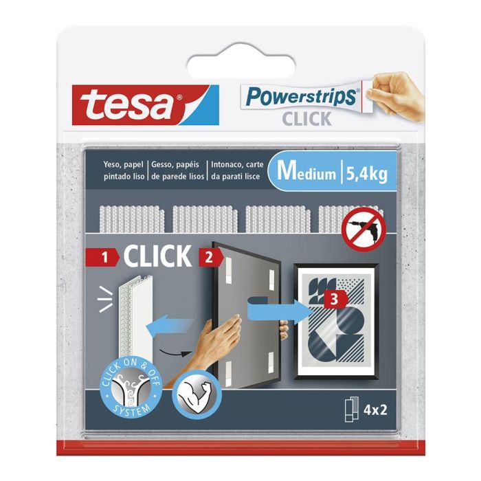 Tesa Powerstrips Tiras cuelga cuadros, soporta hasta 5.4 kg, 4 x 2 cm Tesa Powerstrips Tiras cuelga cuadros, soporta hasta 5.4 kg, 4 x 2 cm
