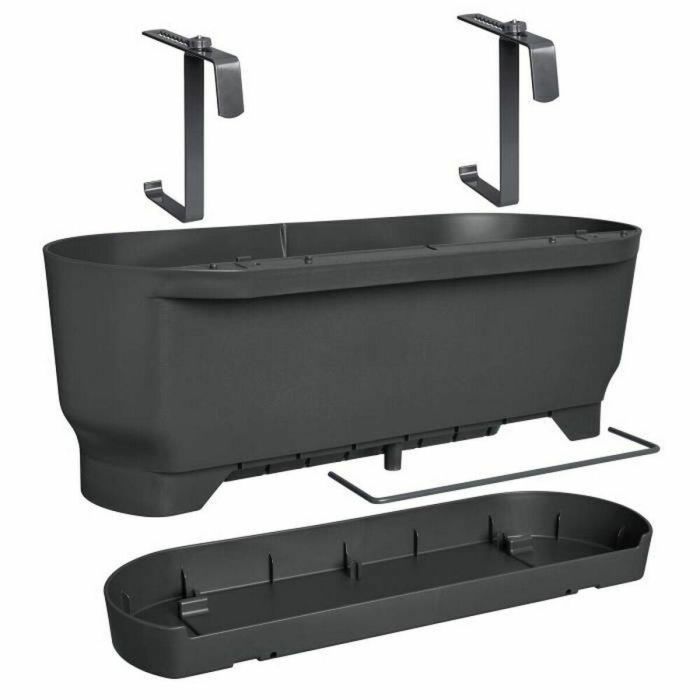 Elho Jardinera Greenville Easy Balcony 52 Living Black para Balcón, L 21,2 x An 52 x Al 19,4 cm