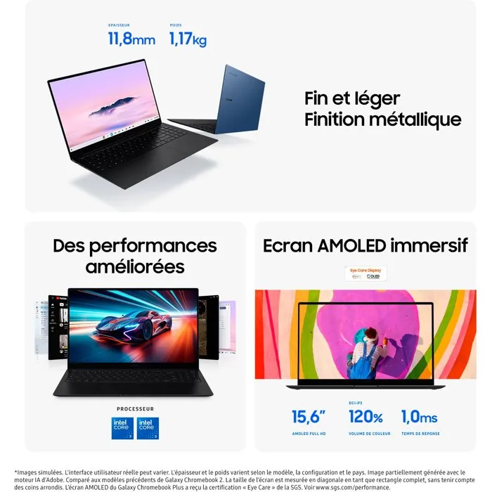 Samsung Galaxy Chromebook Plus (SAM1734742337494) PC Portátil 15.6" Intel Core 5 Chrome OS 8 GB RAM 256 GB SSD Gráficos Intel