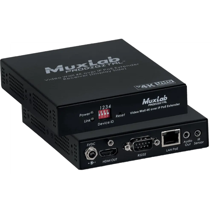MUXLAB Receptor HDMI 4K sobre IP, 100m, Compatible con PoE, JPG 2000, Latencia 33ms 2