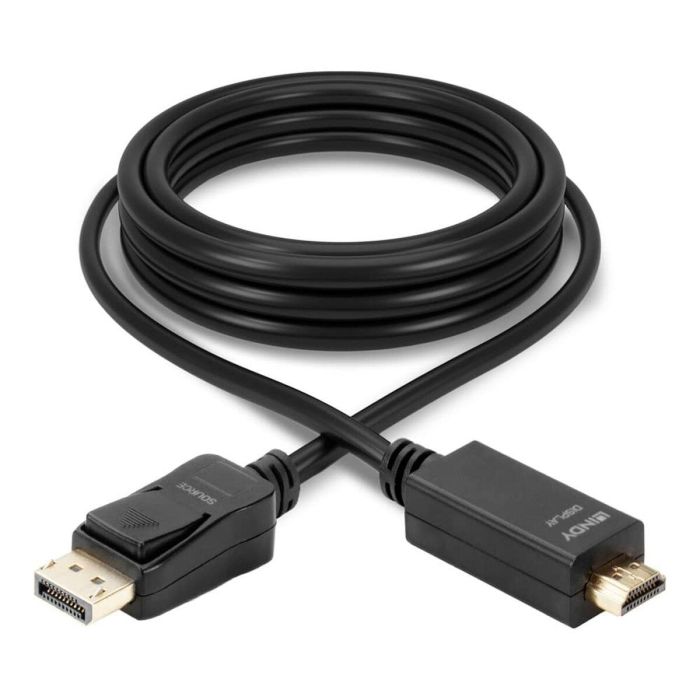 Lindy Cable DisplayPort a HDMI 0.5m 4K UHD (3840x2160@30Hz) 10.2Gbps con Audio 7.1 Dolby TrueHD DTS-HD