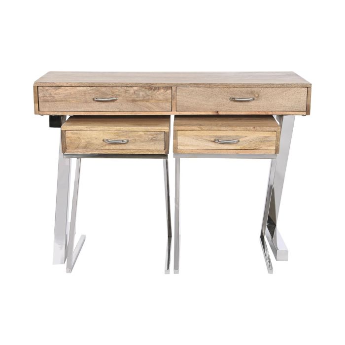 DKD Home Decor Consola Loft Set de 3 Marron Claro Plateado 76 x 110 x 41.5 cm 5