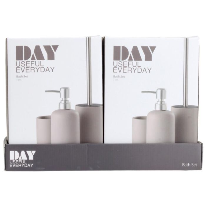 Day Juego de Baño 3 Piezas Gris Vaso, Dispensador y Escobilla WC 6