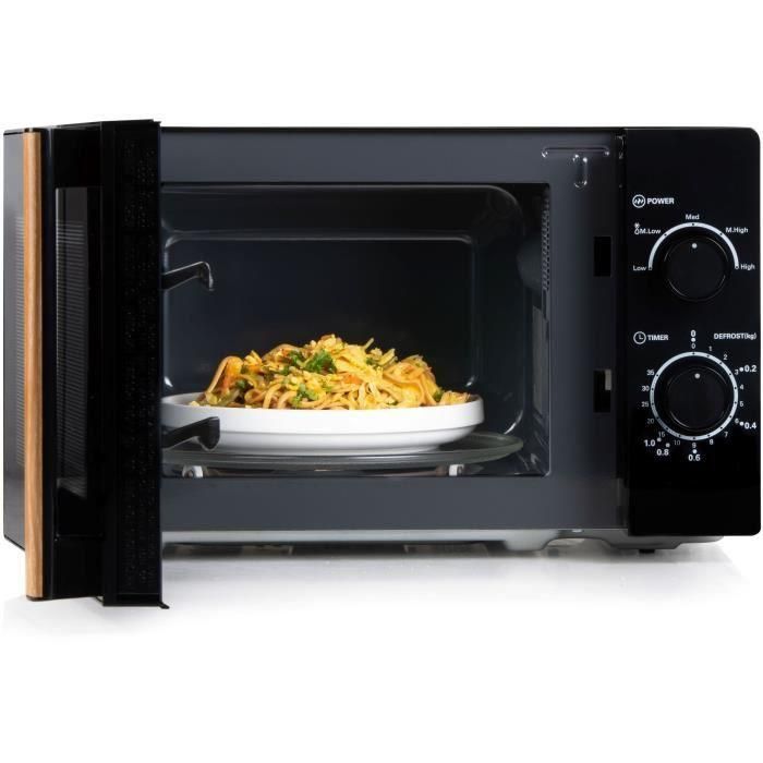 Horno microondas DOMO DO2820 - 20L - 700W - Temporizador 35 min - Función descongelación - L44 x P35,8 x H 25,8 cm - Acabado en madera negra 2