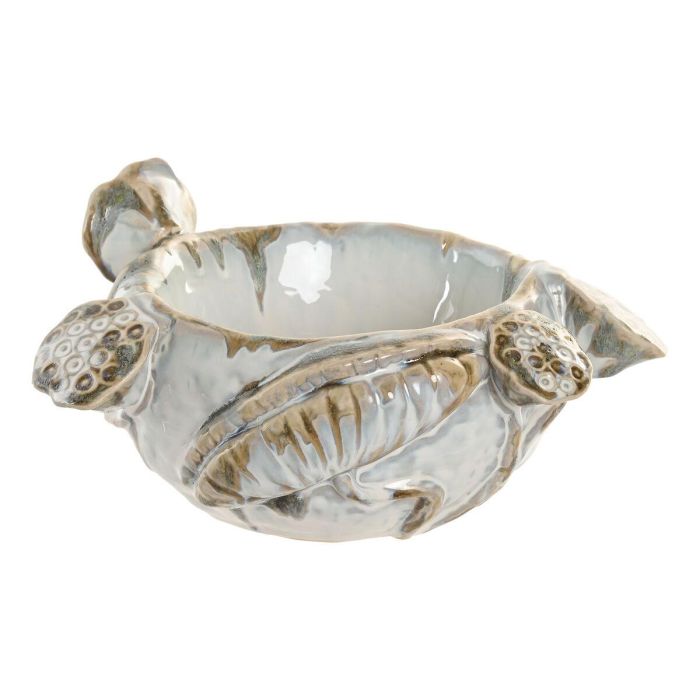 DKD Home Decor Centro de Mesa Shabby Chic Blanco y Azul de Cerámica 25 x 13 x 28 cm