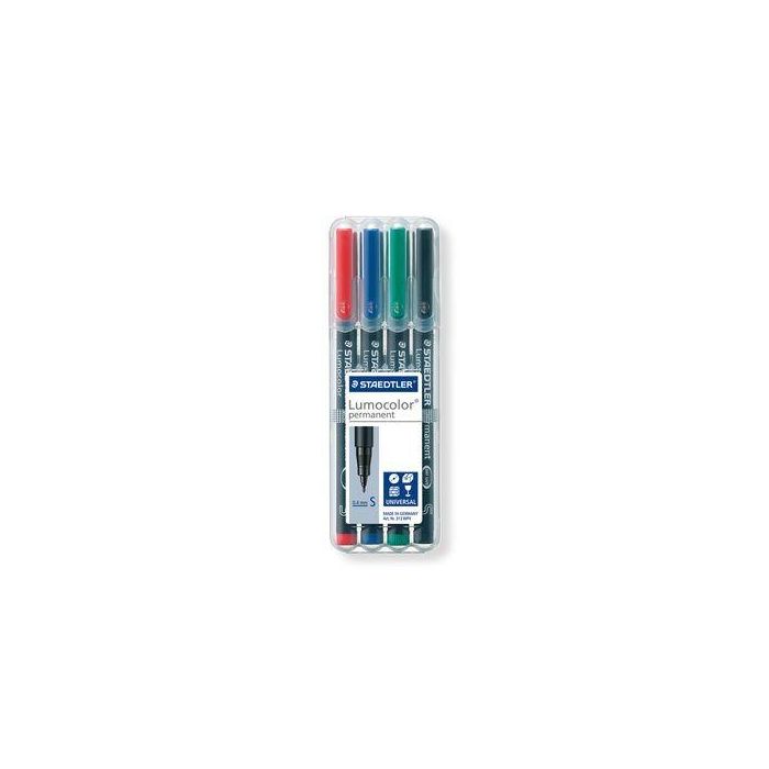 Estuche 4 Marcadores Lumocolor Permanente Punta Superfina 0,4Mm. Surtidos Staedtler 313 WP4 1