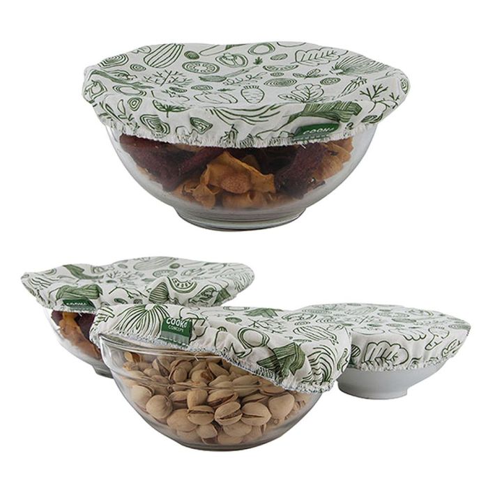 Cook Concept Juego 3 Tapas Reutilizables Tela Algodón Lavables Ilustradas Ø15.5 Ø18.5 Ø21 cm 4