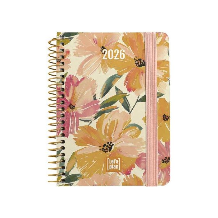 Agenda Anual (2026) Grafoplas Design Espiral Tapa Extra Con Goma A6 170X145 D/P Sunrose