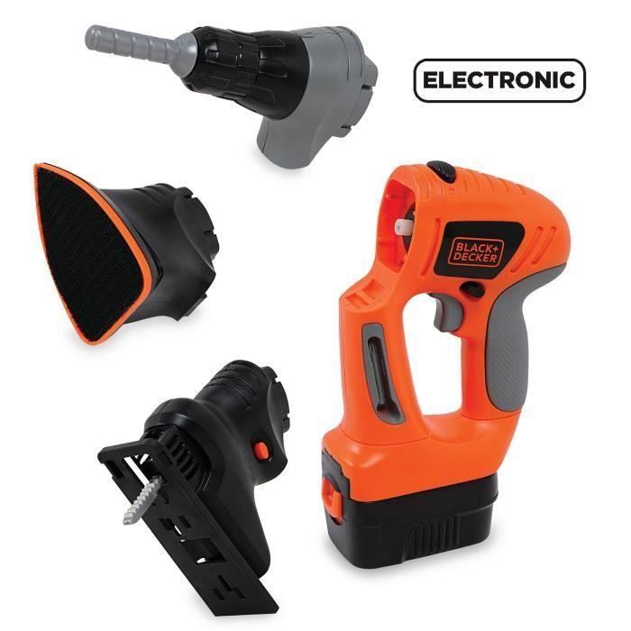 Smoby Black & Decker Juguete Herramienta EVO Electrónico 3 en 1 - Taladro, Lijadora y Sierra de Calar 1