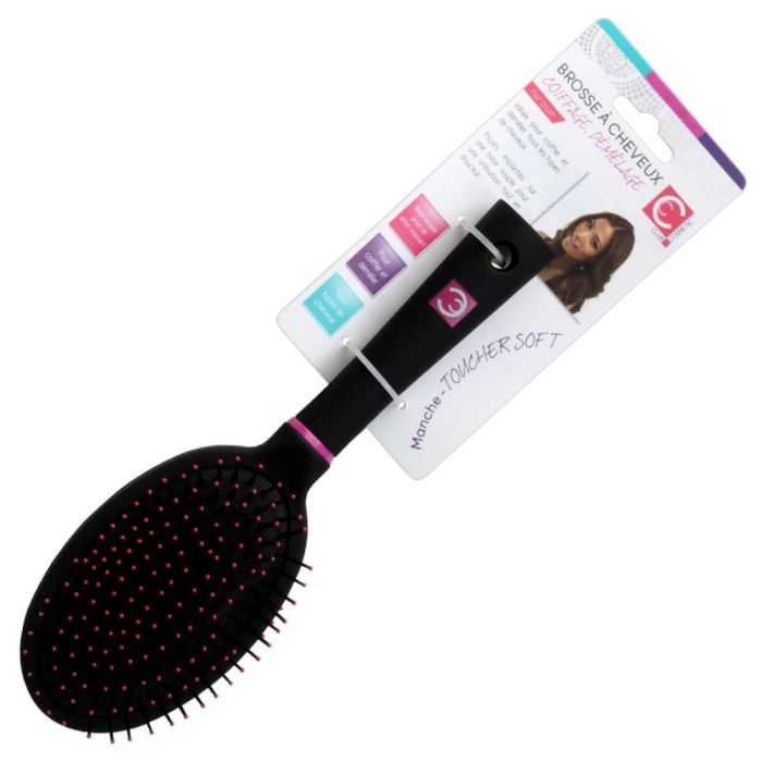 Cosmetic Club Cepillo Pelo Plano Redondo Detalles Colores Surtidos Blanco Azul Fucsia 3