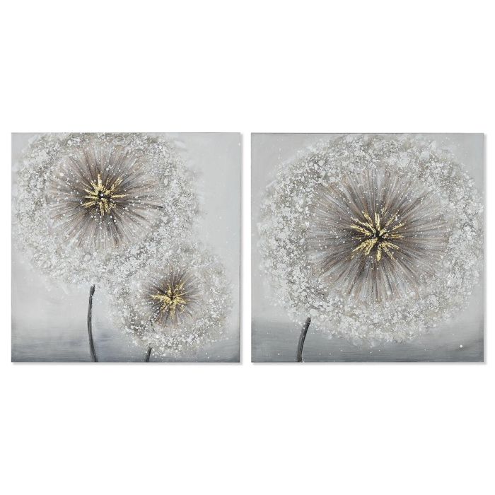 DKD Home Decor Cuadro Romántico Diente de León Lienzo MDF Blanco Gris 80x80 cm (2 Unidades) DKD Home Decor Cuadro Romántico Diente de León Lienzo MDF Blanco Gris 80x80 cm (2 Unidades)
