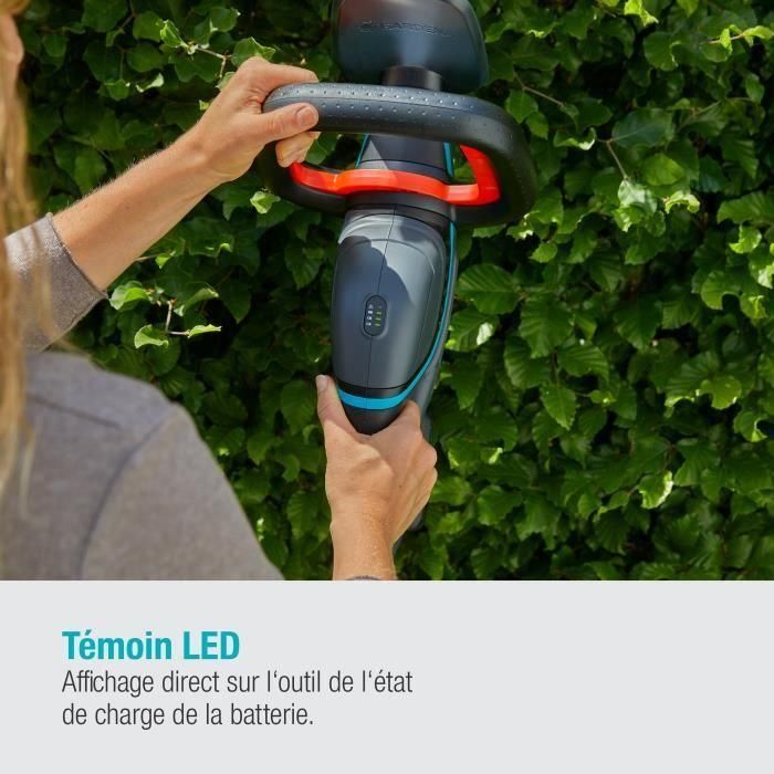 Gardena ComfortCut 60/18V P4A Cortasetos a batería 18V con batería y cargador, longitud de corte 60 cm, corte máximo 20 mm 4