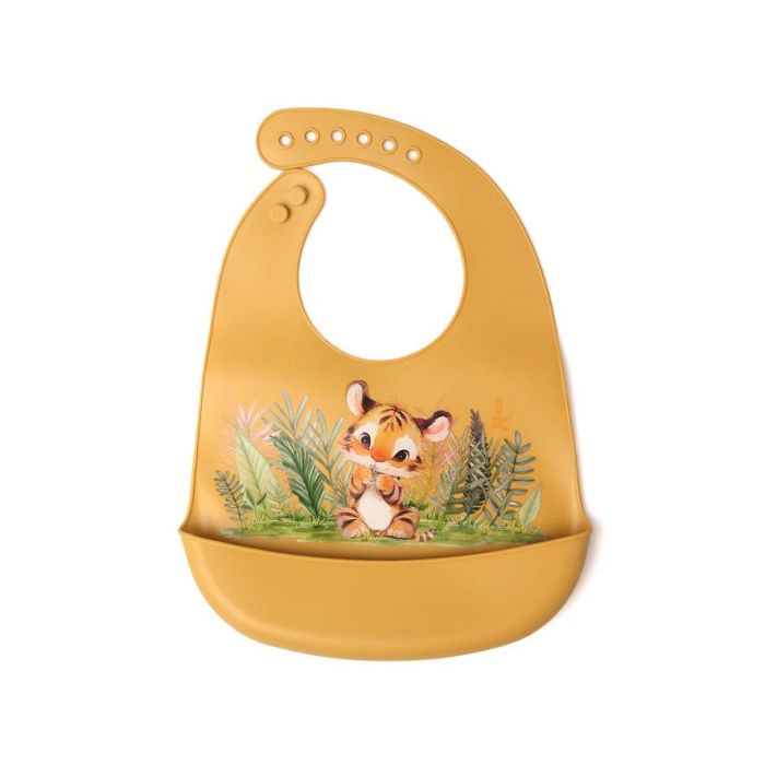 KioKids Babero Silicona Ajustable Mostaza Tigre +6 Meses 2