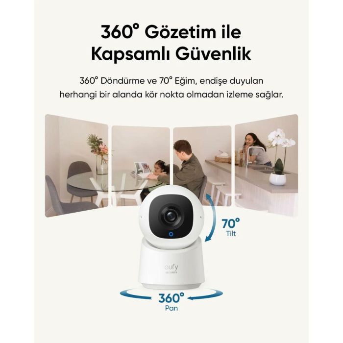 Eufy C220 Cámara de Seguridad IP Interior Bombilla 2K Giro 360° Detección IA Visión Nocturna WiFi Compatible Google/Alexa 18