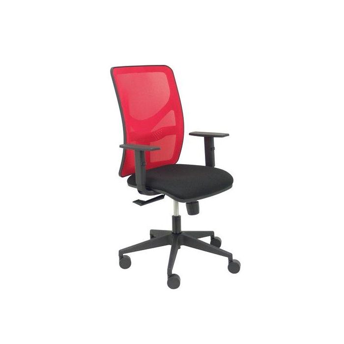 Silla Piqueras Y Crespo Motilla Brazos Regulables Mecanismo Sincro Con Regulador De Tension Refuezo Lumbar Respaldo De Malla Rojo Y Asiento Tapizado Bali Negro