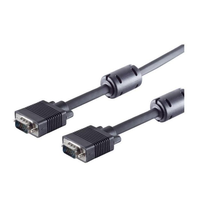 MicroConnect Cable Monitor VGA SVGA Full HD con Núcleos de Ferrita, 10 metros, para PC, Portátil y Proyector
