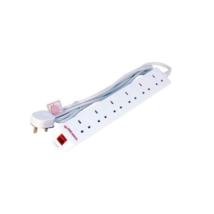 MicroConnect 6-way UK Surge Protected Power Strip 5M White MicroConnect 6-way UK Surge Protected Power Strip 5M White