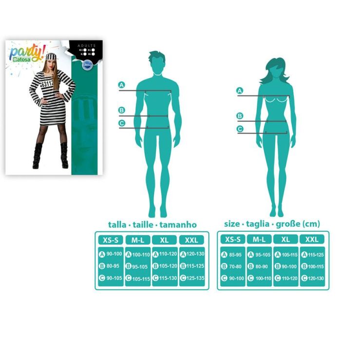 Disfraz de Presa para Mujer en Blanco y Negro Tallas M-L - Ideal para Carnaval y Halloween 3 Disfraz de Presa para Mujer en Blanco y Negro Tallas M-L - Ideal para Carnaval y Halloween 3