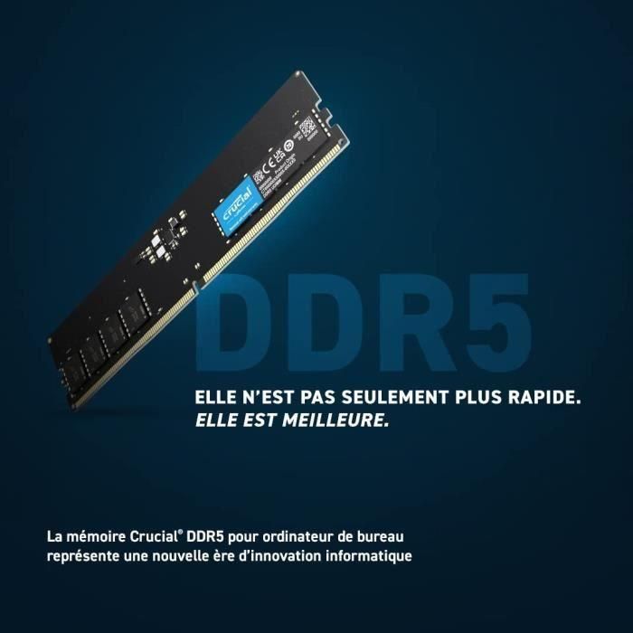 Memoria RAM - CRUCIAL - DDR5-4800 UDIMM - 8 GB (CT8G48C40U5) 2 Memoria RAM - CRUCIAL - DDR5-4800 UDIMM - 8 GB (CT8G48C40U5) 2