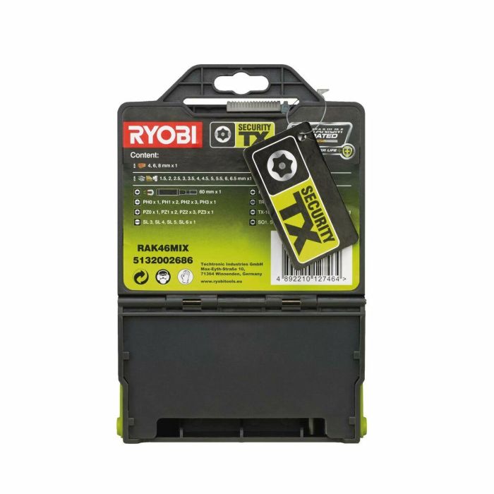 Ryobi Conjunto Mixto de 46 Accesorios: Puntas de Atornillado (PH, PZ, PL, HEX, TX) y Brocas para Mampostería 1
