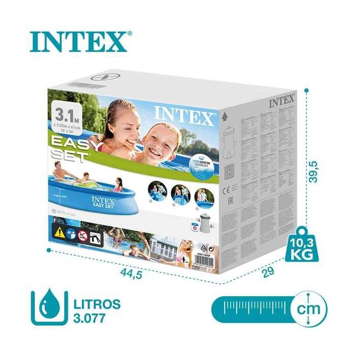 Intex Piscina Hinchable Redonda Easy Set con Depuradora Filtro 3077 Litros 305x61 cm 8