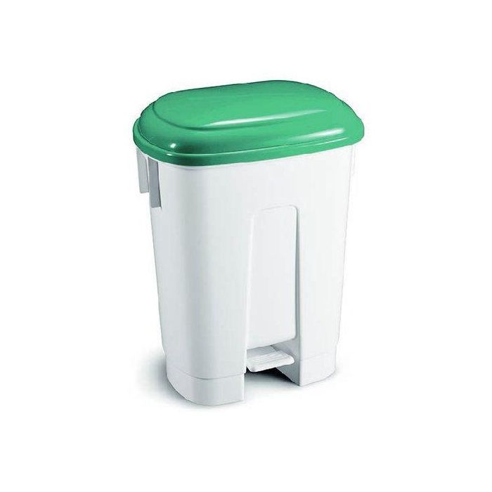 Cubo Basura Plastico Con Pedal Y Tapa Verde 60 Litros
