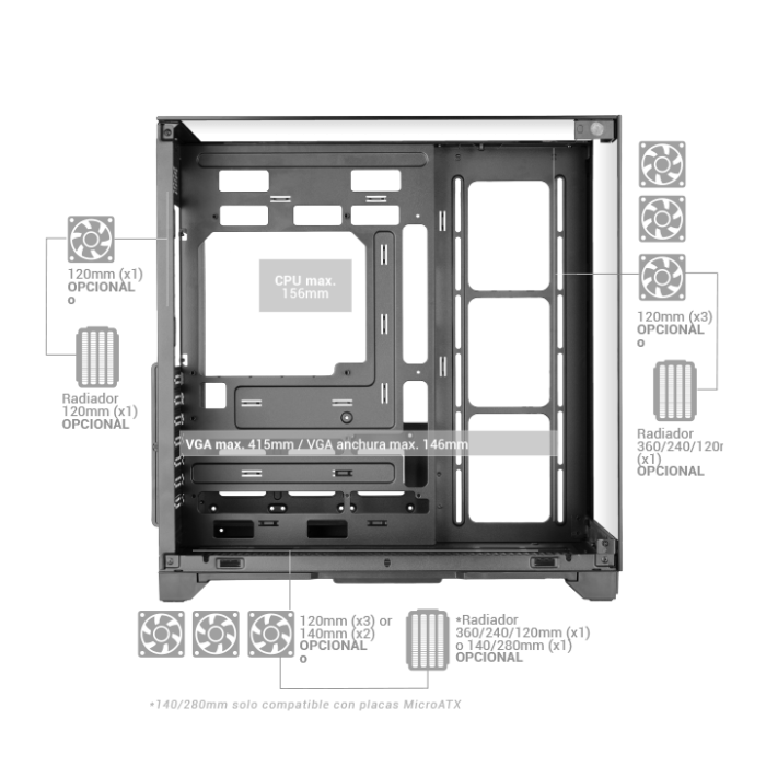 Mars Gaming MCVISION Caja Semitorre ATX Negra con Cristal Templado y Flujo de Aire para Gaming 2 Mars Gaming MCVISION Caja Semitorre ATX Negra con Cristal Templado y Flujo de Aire para Gaming 2