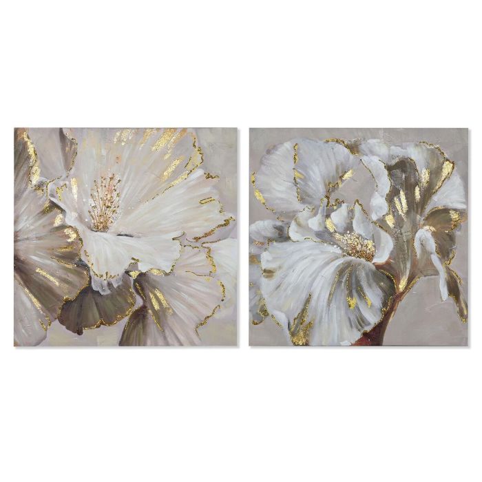 Cuadro Moderno DKD Home Decor Beige Dorado 3 x 80 x 80 cm (2 Unidades)