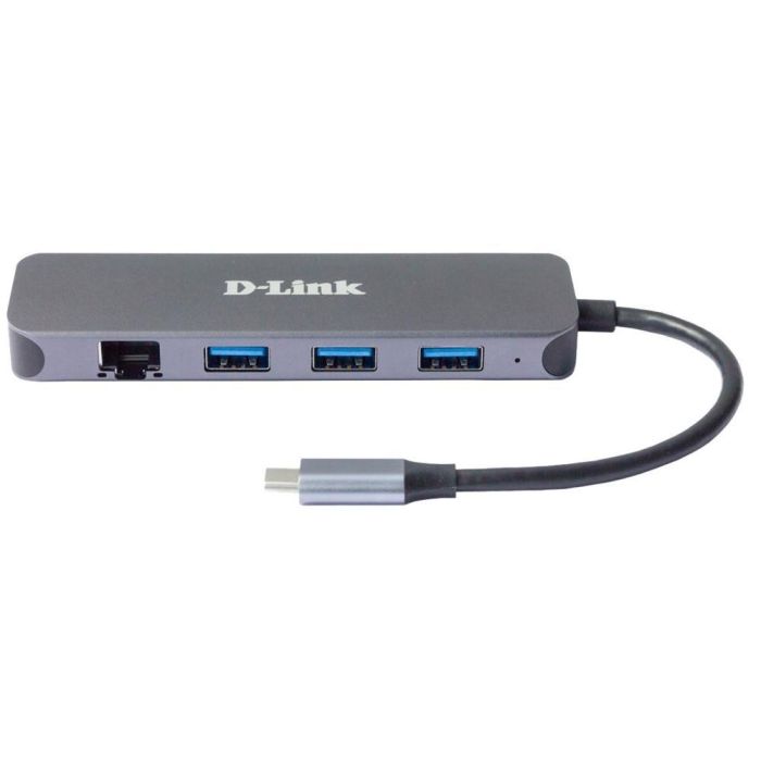 D-Link DUB-2334 Hub USB-C 5 en 1 Gigabit Ethernet con Suministro de Energía 60W y 3 Puertos USB 3.2 Gen 1 1