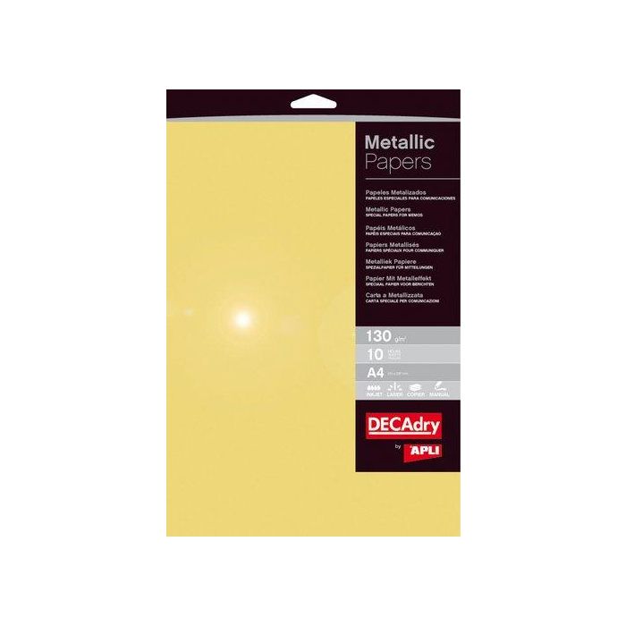 Papel Metalizado A4 Apli 130G 10H Oro