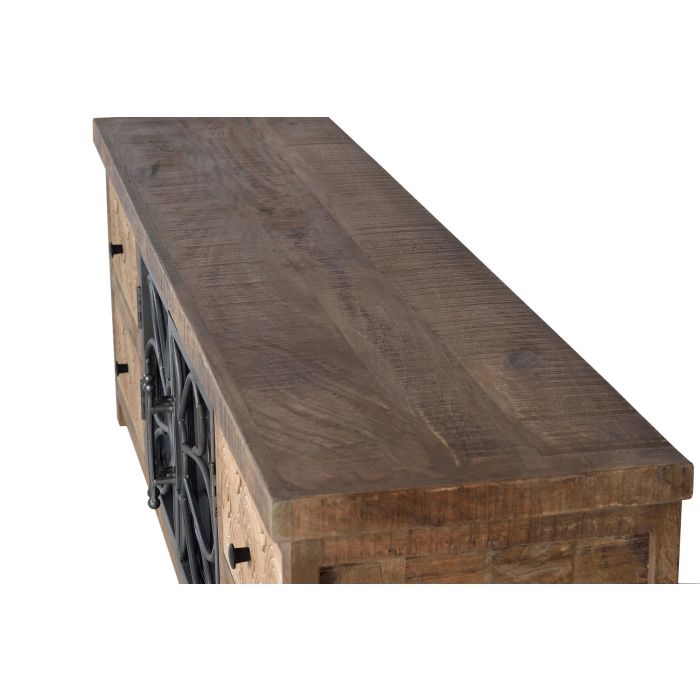 Giner y Colomer Mueble TV en Madera de Mango y Metal Marrón Envejecido con 4 Cajones 5