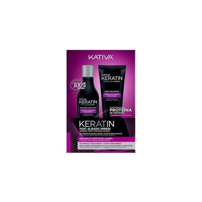 Kativa Kit Post Alisado Xpress con Keratina Vegetal y Aceite de Argán - Champú 250ml + Tratamiento 200ml