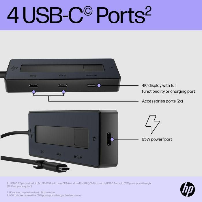 HP Hub USB-C Multiport 4K para Portátiles, Conexión Versátil y Carga 6