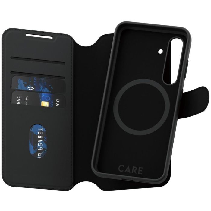 PanzerGlass CARE Feature Case 2-in-1 MagSafe para Samsung Galaxy S24, Funda Cartera Compatible Qi, Negro, Resistente a golpes