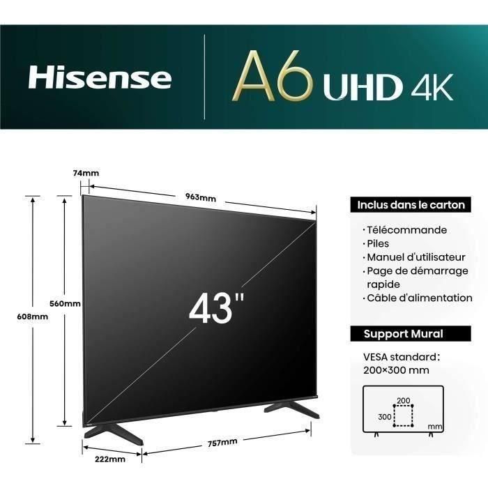 Hisense 43A6N Televisor Smart TV LED 43 pulgadas (108 cm) con resolución 4K UHD, tecnología HDR 10+, 60Hz y 3 entradas HDMI 4 Hisense 43A6N Televisor Smart TV LED 43 pulgadas (108 cm) con resolución 4K UHD, tecnología HDR 10+, 60Hz y 3 entradas HDMI 4