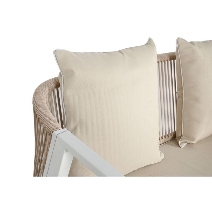 Sofa DKD Home Decor Blanco Beige 66 x 72 x 123 cm Set de 4 5