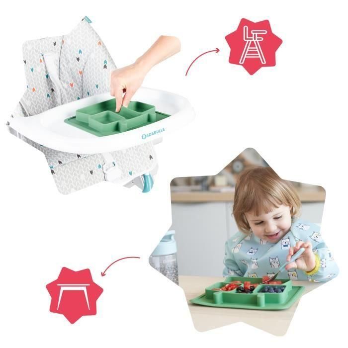 Badabulle Plato dividido antideslizante de silicona con 3 compartimentos flexible, resistente, irrompible, apto microondas y lavavajillas para bebés 4m+ 1 Badabulle Plato dividido antideslizante de silicona con 3 compartimentos flexible, resistente, irrompible, apto microondas y lavavajillas para bebés 4m+ 1
