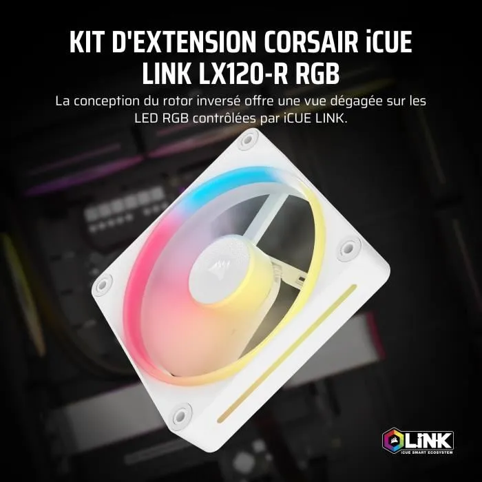 Corsair CO-9051053-WW iCUE LINK LX120R RGB Blanco Ventilador Único para PC 1