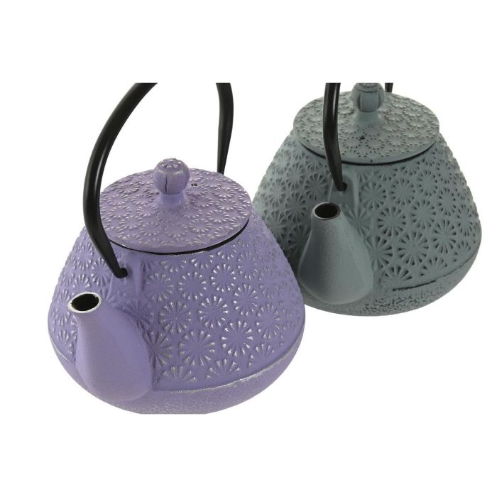 DKD Home Decor Tetera Oriental de Hierro Colado e Inox Malva Verde 600ml (2 Unidades) 12.5 x 15.5 x 15 cm 3