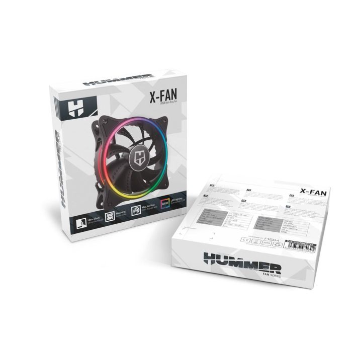 Nox Ventilador X-FAN 120 mm ARGB, Doble Anillo LED RGB Rainbow, Ultra Silencioso, Gran Flujo de Aire 1